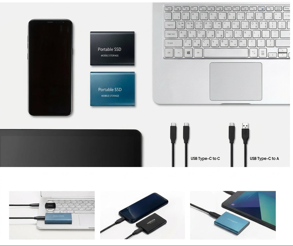 Kraftig 128TB ekstern SSD. Rask, bærbar og kompakt lagringsløsning i elegant design.