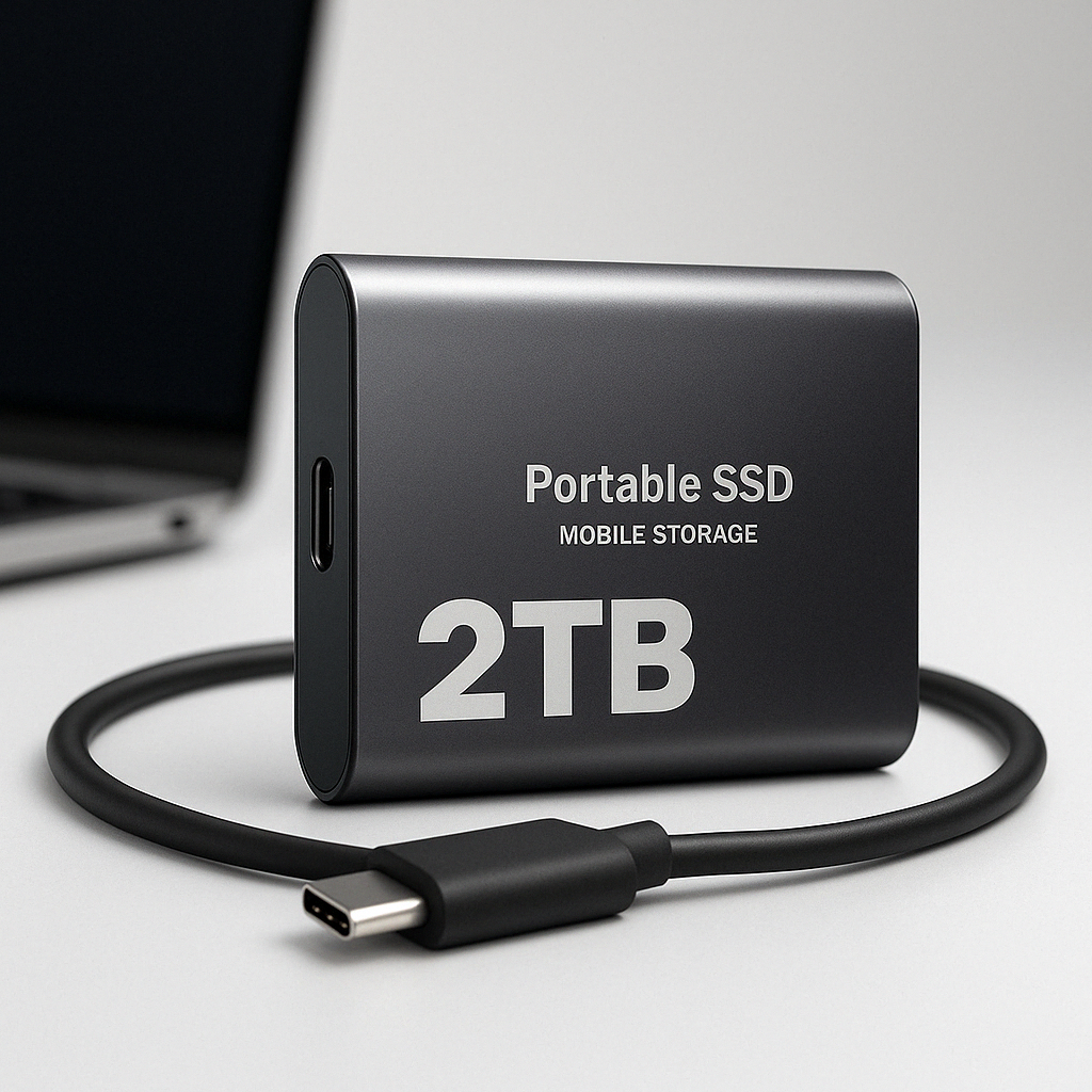 Ekstern SSD 2TB USB-C for lynrask, bærbar datalagring. Kompatibel med Mac/Windows, ideell for mobil kontor.