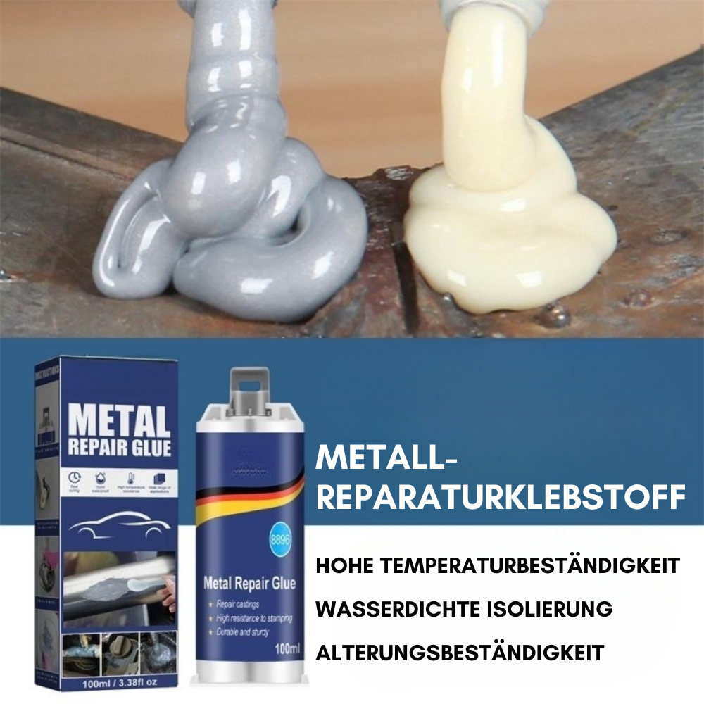 Hurtigtørkende universallim for metalloverflater. Sikrer sterk, permanent reparasjon av metallkomponenter.