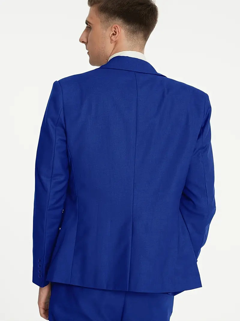 Elegant herredress med 3 deler; blazer, vest og bukser for et sofistikert og moderne uttrykk.