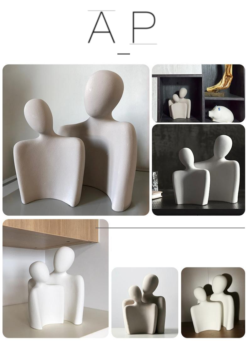Dekorativ abstrakt kjærlighetsstatue, moderne hjemmedekor, egnet som gaveideer.