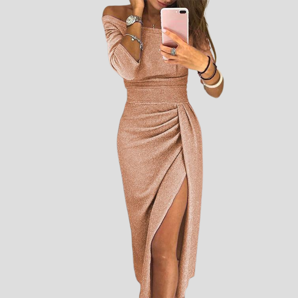 Komfortabel hverdagskjole for kvinner, elegant midi-design med korte ermer. Ideell sommerkjole.