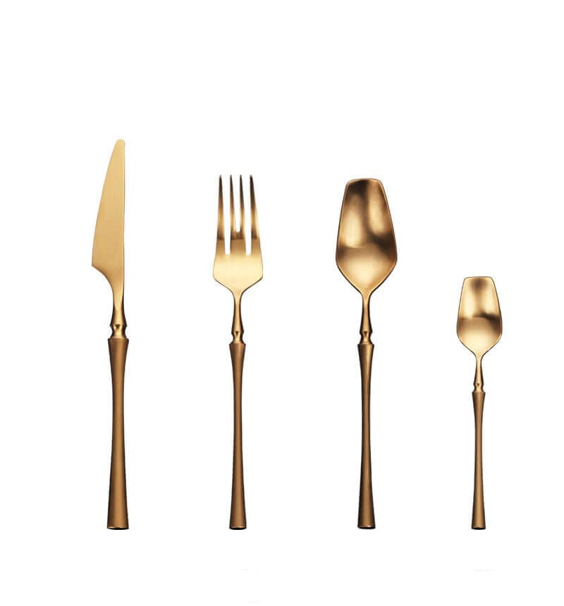 Elegant bestikksett i rustfritt stål med moderne design, perfekt for kjøkkenet og hjemmet.