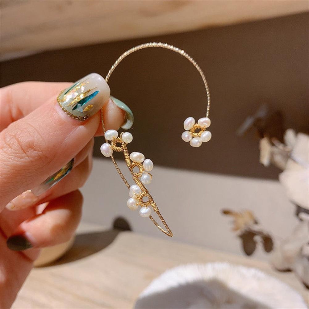 Kvinner blomster art øremansjett, elegant klipsøredobb uten hull. Vintage-inspirert smykke med zirkon.