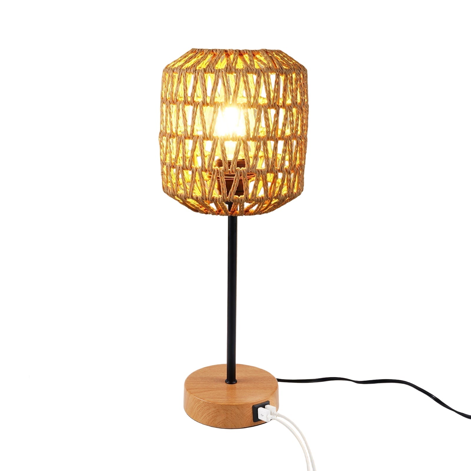 Elegant bordlampe med berøringskontroll og USB-lading. Perfekt dimbar LED-belysning for stue og soverom.