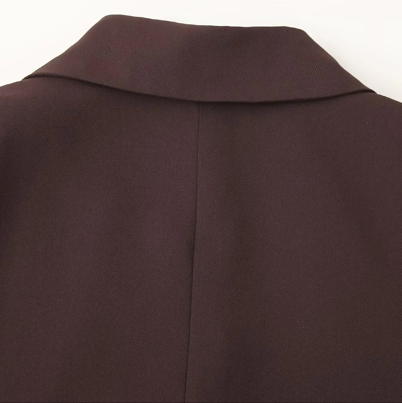 Formell brun dameblazer, perfekt for profesjonelle møter og en chic fritidslook.