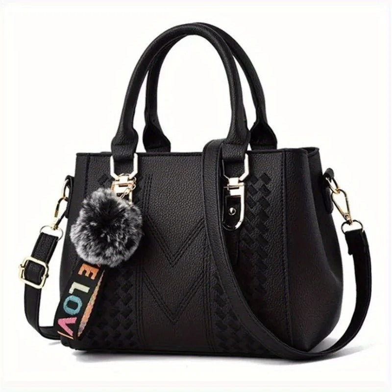 Elegant dame broderi skulderveske i tekstil for hverdag. Praktisk crossover messenger-veske.