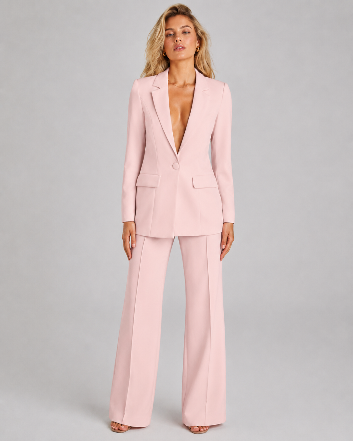 Profesjonelt dame blazer og bukse sett, perfekt for kontor og møter i business-stil.