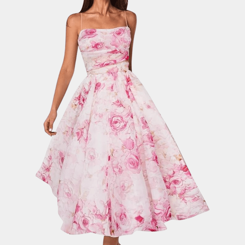 Unikt design midikjole for dame, elegant sommerkjole med pustende kvalitet.