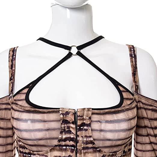Trendy tigerprint dame motesett, perfekt for en kveldsutflukt med stil.