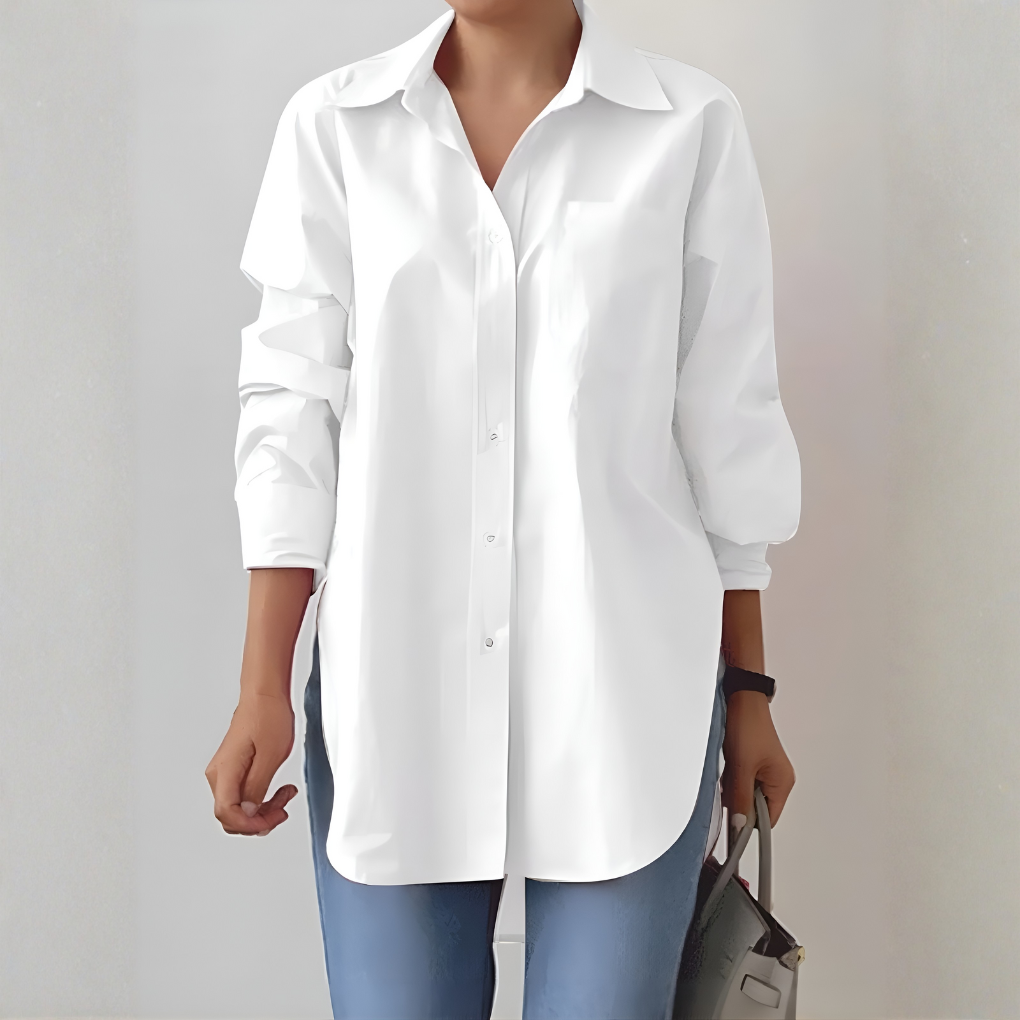 Elegant damebluse med knapplukking, langermet eller trekvart erm. Perfekt for kontorstil og fritid, allvers topp for kvinner.