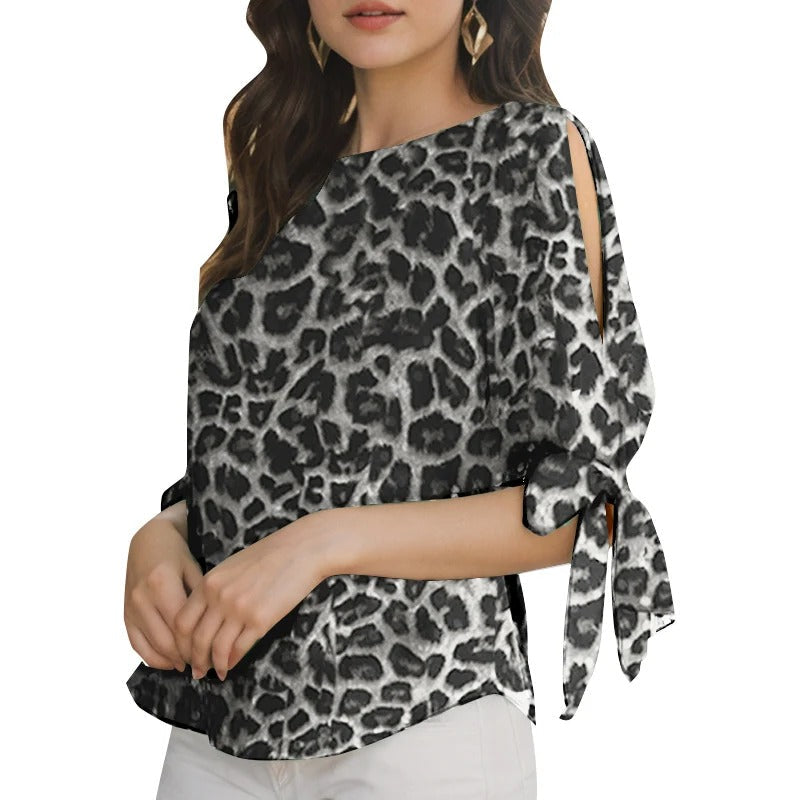 Mønstret leopardbluse for kvinner. Perfekt som arbeidsbluse eller fritidsbluse, gir en elegant look.