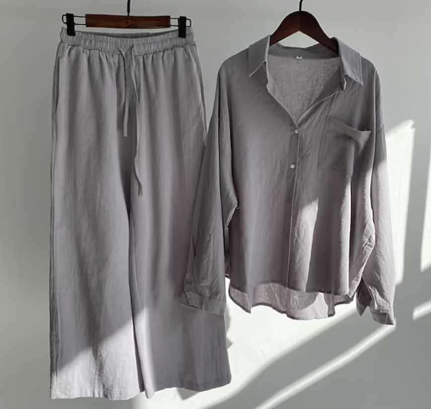 Allsidig topp og buksesett i store størrelser, for mote og komfort.