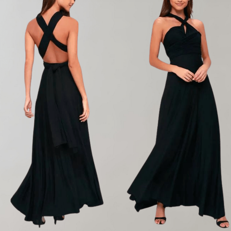 Kvinner elegant maxikjole med nydelig drapering, perfekt som bryllupsgjest kjole.