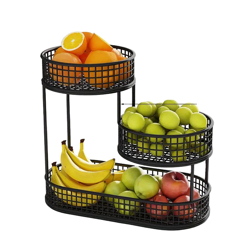Elegant flerlags fruktkurv i moderne design for kjøkken og stue. Ideell for frukt og snacks.