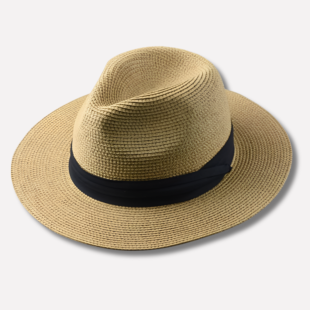 Klassisk beige Panama hatt for menn, ideell som sommerhatt, strandhatt eller fritidshatt med stil.