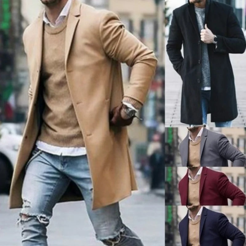 Komfortabel herre vinterjakke i ullblanding, slim fit design. Vindresistent og perfekt for kalde dager.