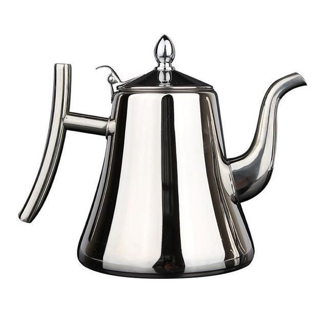 Elegant induksjonskjele i rustfritt stål med filter for rask og effektiv vannkoking. Perfekt for te og matlaging.