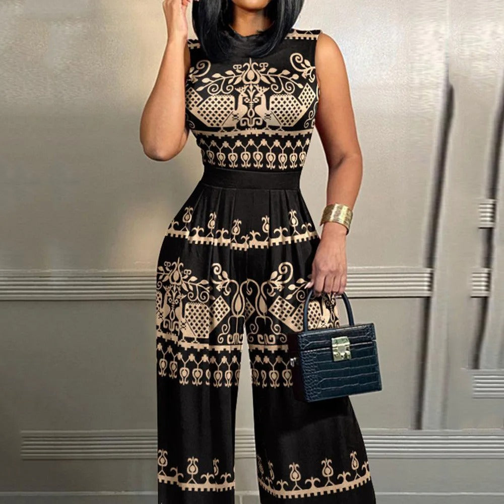 Elegant og komfortabel jumpsuit for kvinner med flott trykk. Perfekt for både fest og en avslappet hverdag.