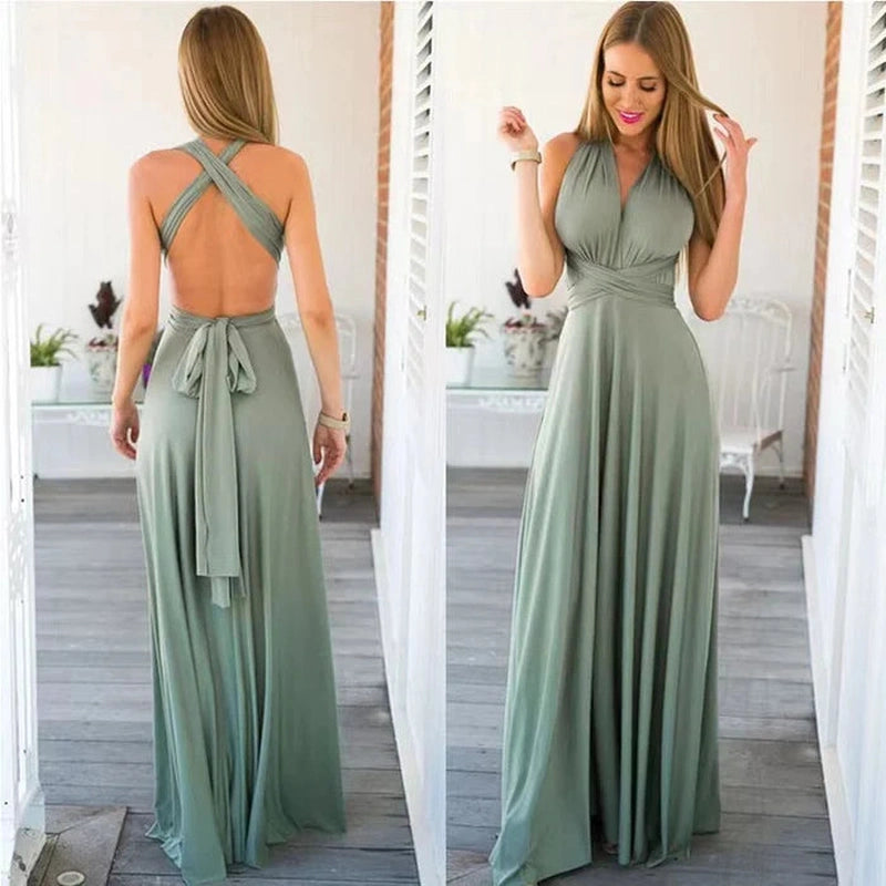 Komfortabel og elegant omslagskjole for kvinner, justerbar; ideell for sommer og fest.