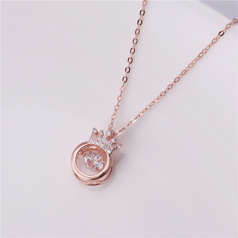 Sølv krone halskjede med Cubic Zirconia, en elegant gave til datter eller kvinne.