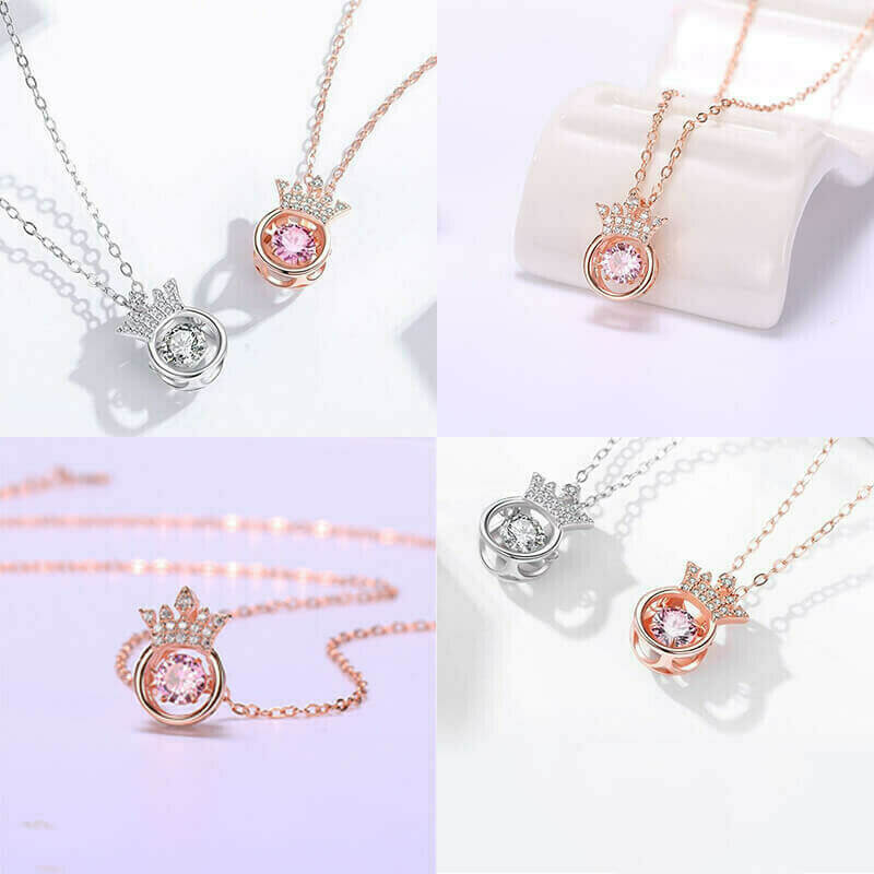 Glitrende kvinners krone halskjede med "dansende" Cubic Zirconia. Elegant smykke til henne.