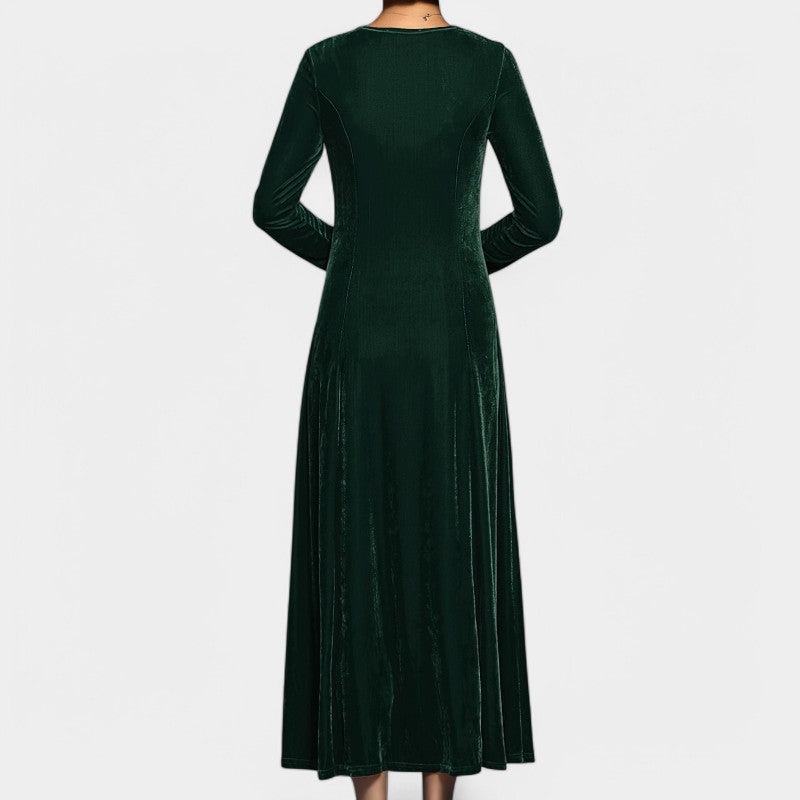 Langermet elegant midikjole som passer til både fest og hverdag, for den moderne kvinnen.