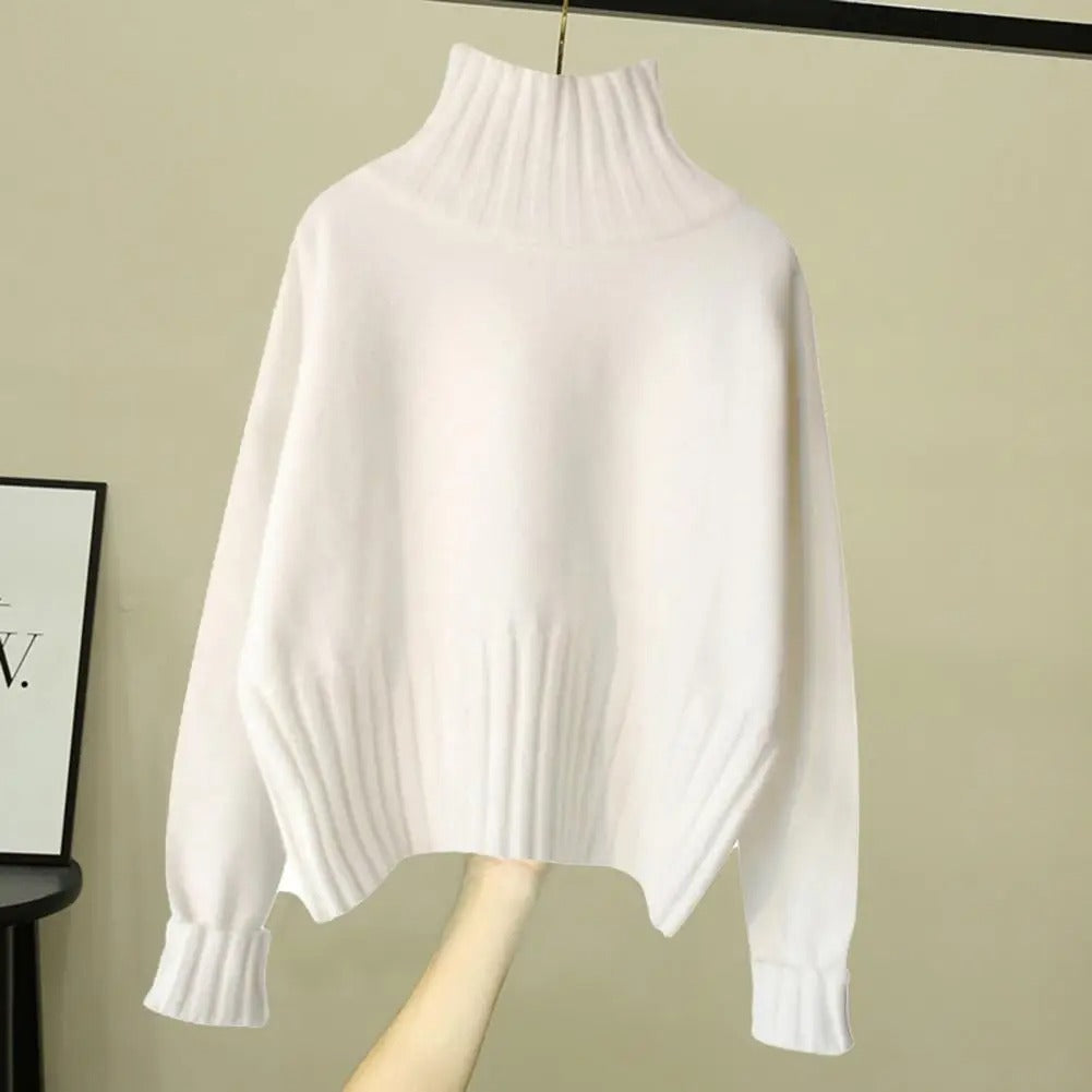 Vintermote: Varm og stilig ribbestrikket turtleneck genser for kvinner. Ideell for kalde dager.
