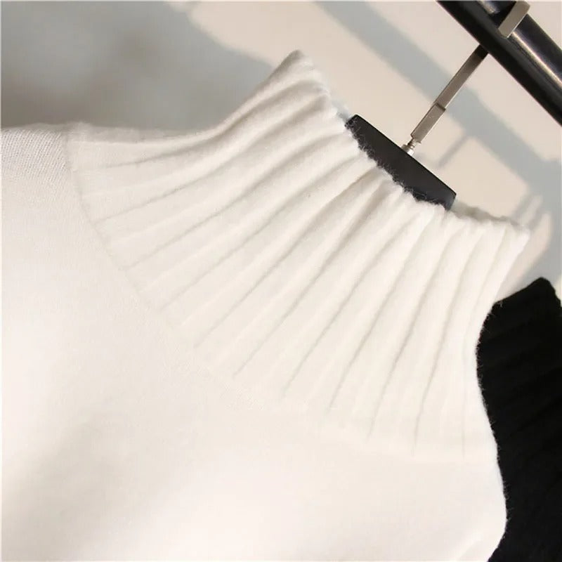 Stilig og komfortabel hverdagstopp: Kvinner's ribbestrikket turtleneck genser med slim fit design.