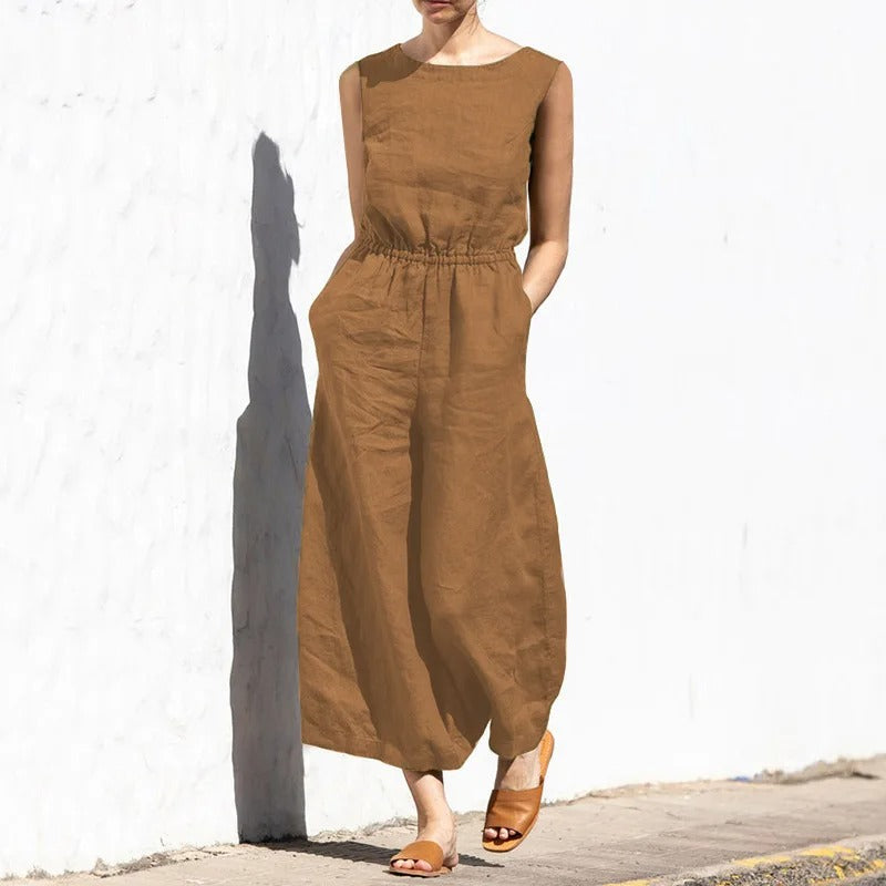 Stilig jumpsuit for kvinner med høy midje og vide ben, et trendy fritidsantrekk for motebevisste.