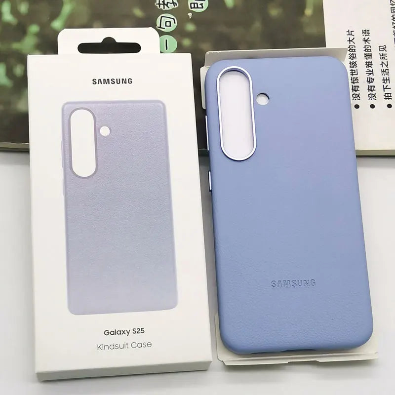 Lærdeksel fra siden, viser den støtsikre kantbeskyttelsen til Samsung Galaxy S25.