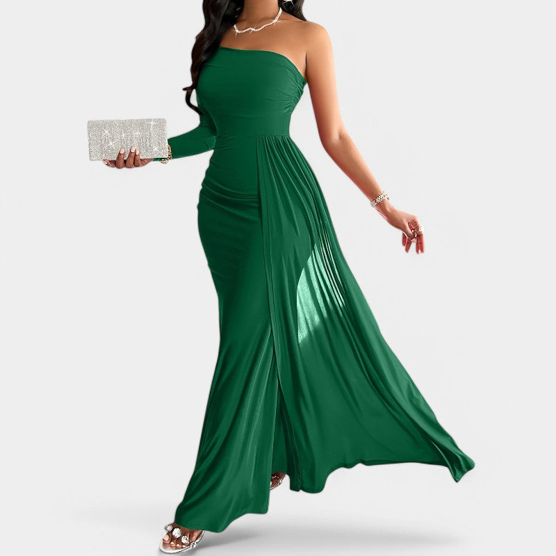 Tidløs bodycon kjole for kvinner, lang modell med delikat utringning, perfekt for spesielle anledninger.