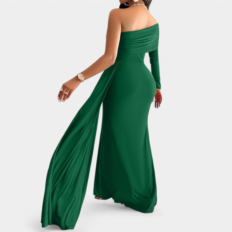 Stilig bodycon festkjole for damer, lang og ermeløs med sofistikert utringning for vår/sommer.