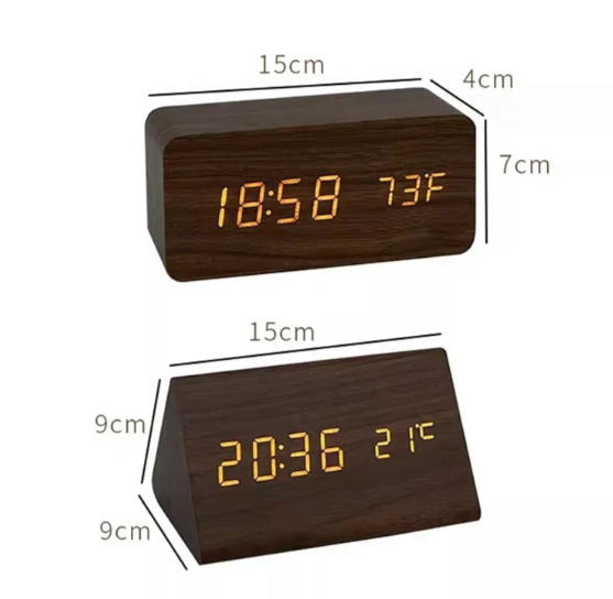Minimalistisk tre-look LED klokke, stemmeaktivert for enkel betjening. Til soverom og stue.