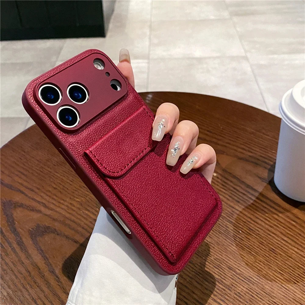Luksuriøst iPhone lommebokdeksel. En perfekt gaveide som kombinerer stil, funksjonalitet og telefonbeskyttelse.