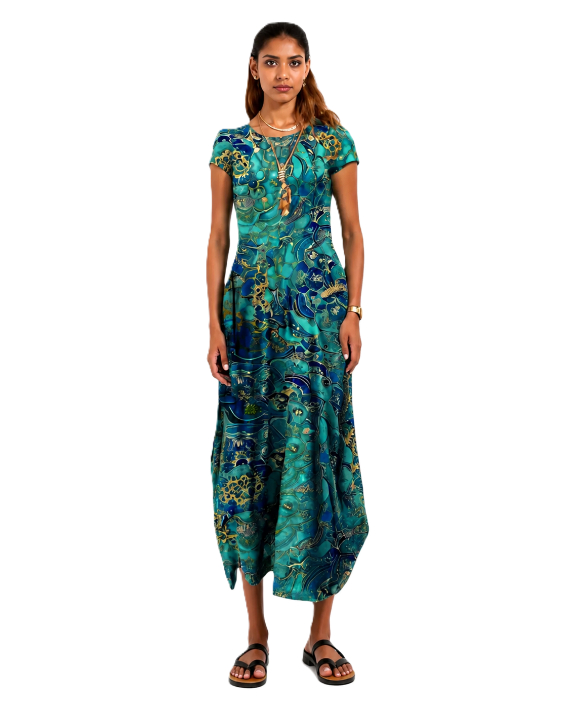 Elegant maxikjole for kvinner i lett stoff. Perfekt sommerkjole for raffinert stil og komfort.