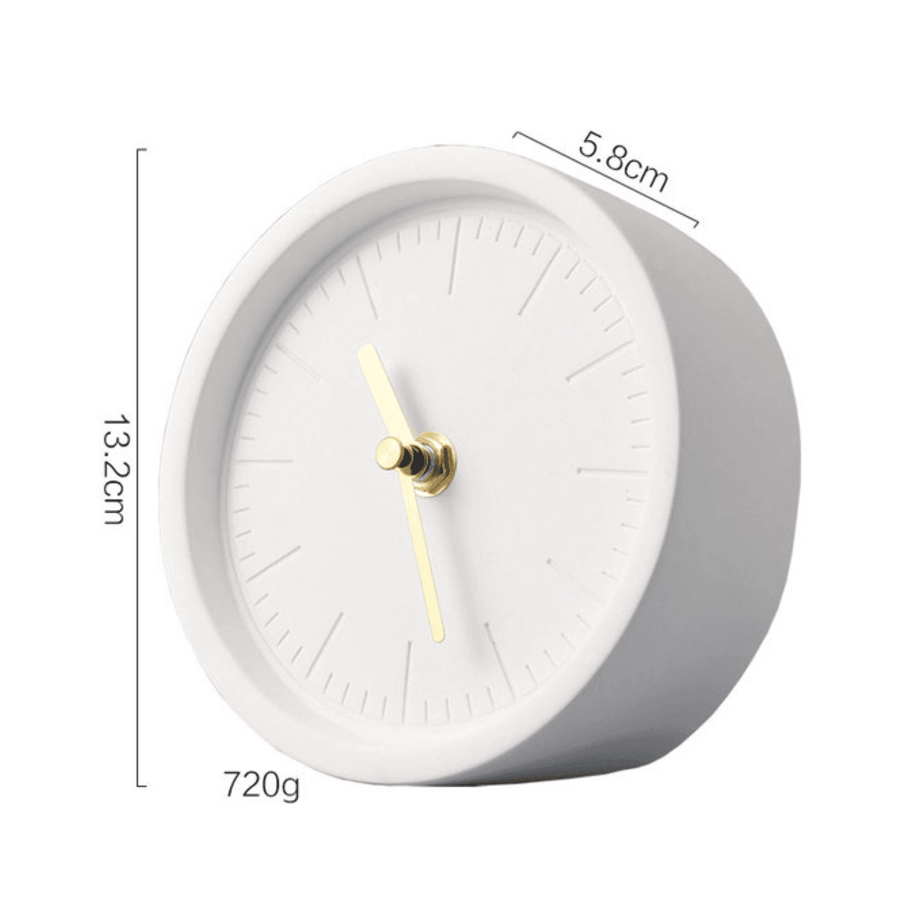 Elegant nordisk skrivebordsklokke i sementstil. Minimalistisk design, perfekt bordklokke for moderne interiør.