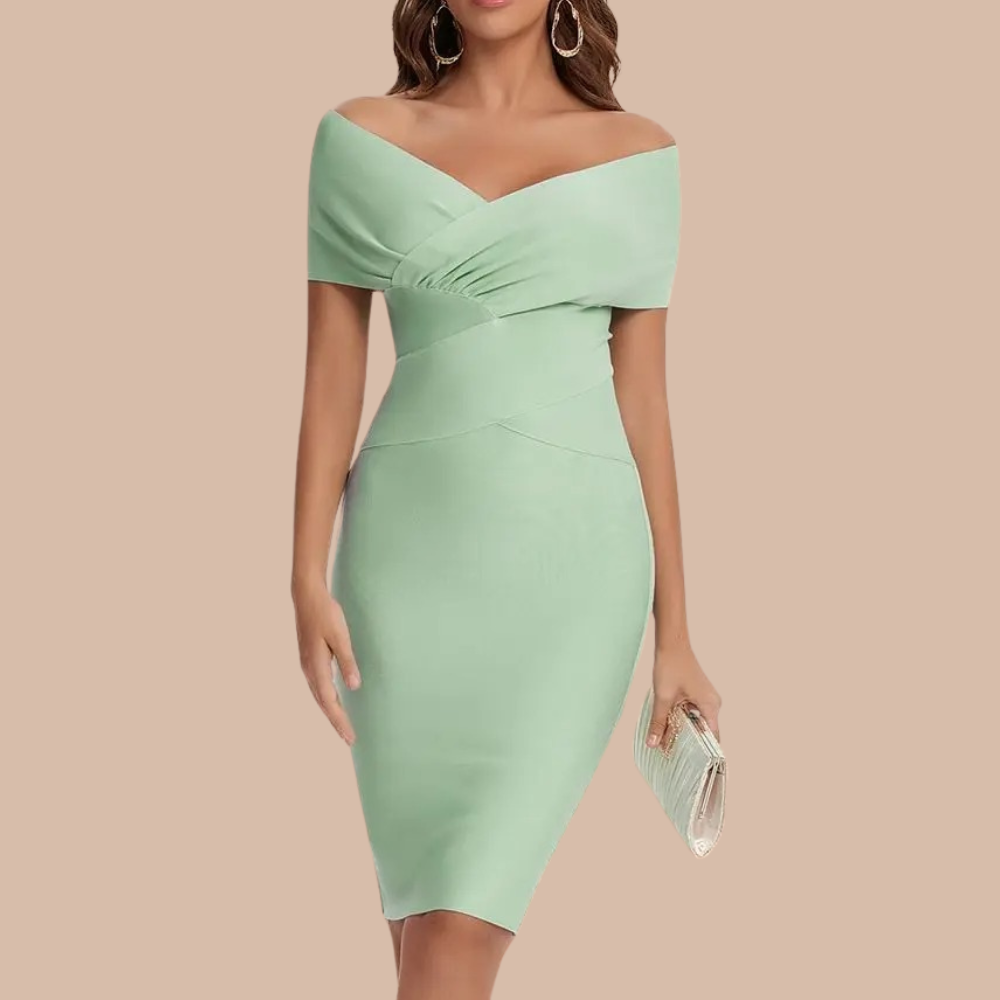 Flott offshoulder damekjole i elegant design, perfekt som festkjole og sommerkjole for kvinner.