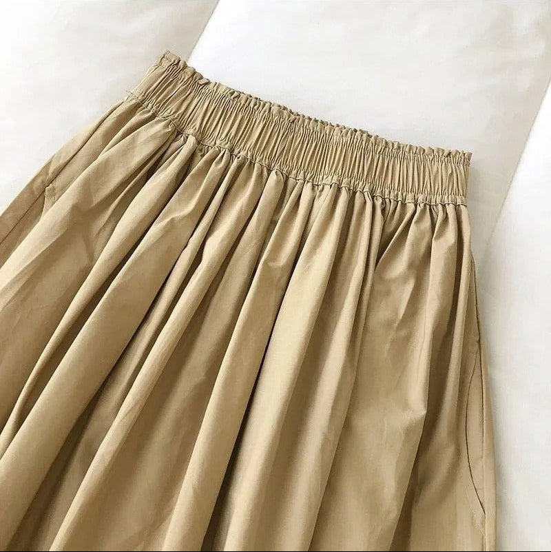 Moteriktig dame skjørt: Plissert A-linje midiskjørt med høy midje, for en stilfull sommerlook.