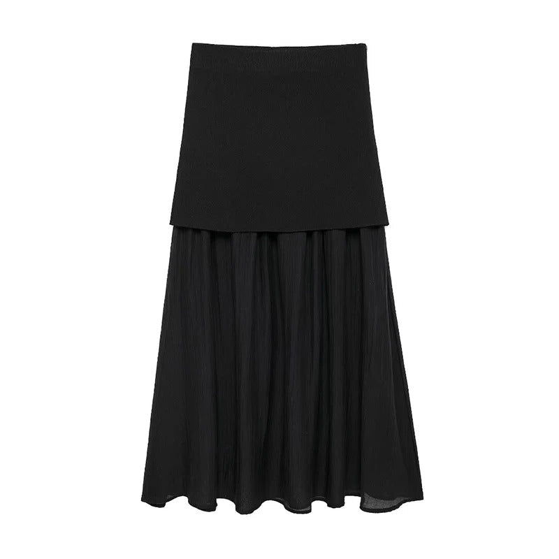 Elegant plissert midiskjørt for kvinner med høy midje og glidelås, perfekt for hverdag og fest.