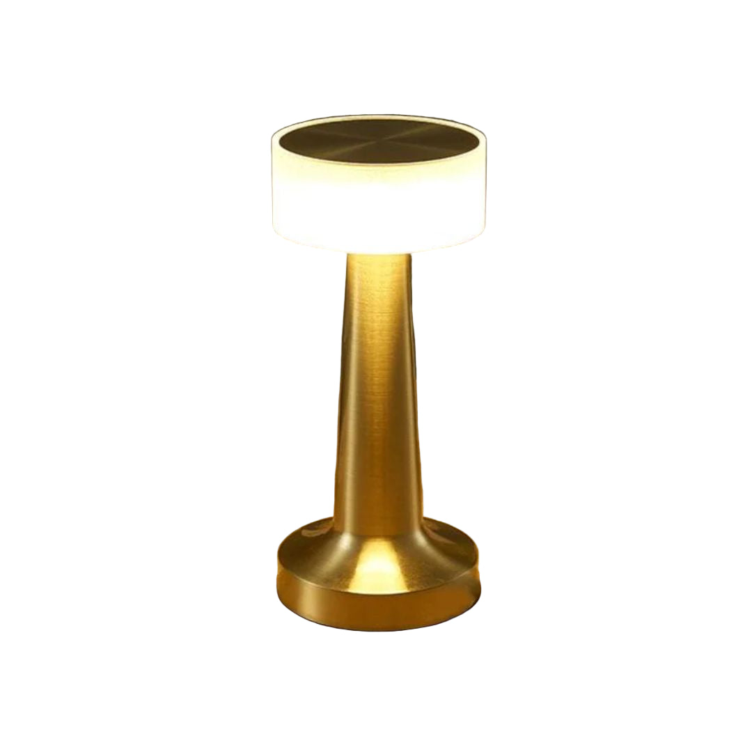 Elegant retro bordlampe med dimming og USB-lading. Stilig belysning for stue eller kontor.