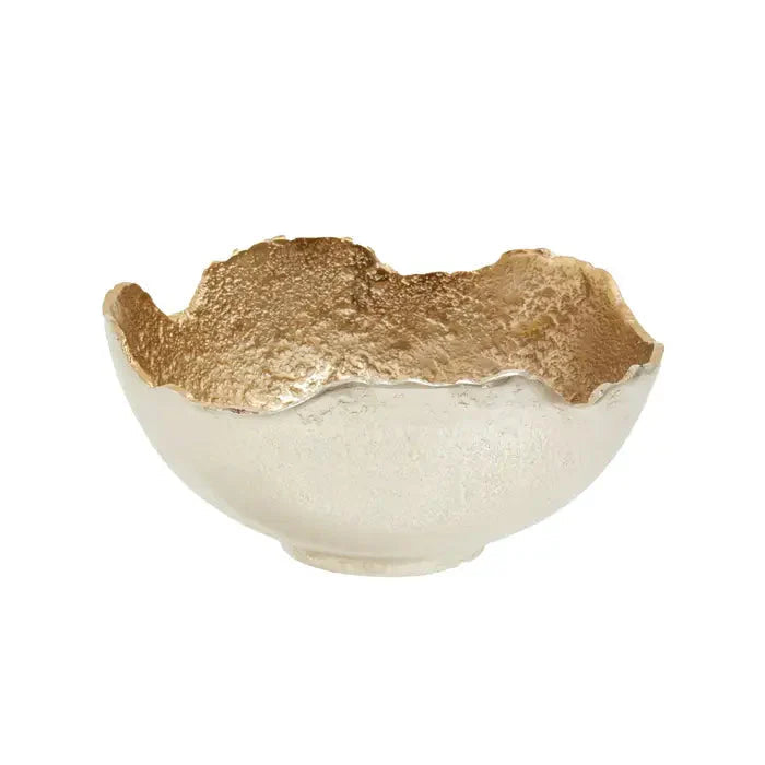 Elegant sølv dekorativ bolle med abstrakt design. Perfekt moderne pyntegjenstand for stue og hjemmeinnredning.