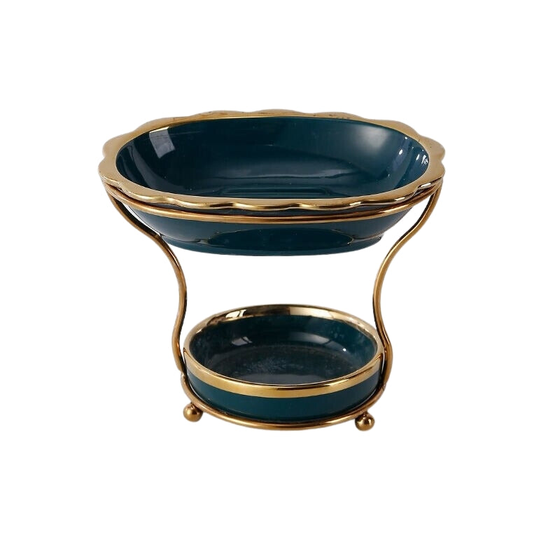 Vintage inspirert såpeskål i grønn keramikk. Elegant såpeholder til badet med drenering.