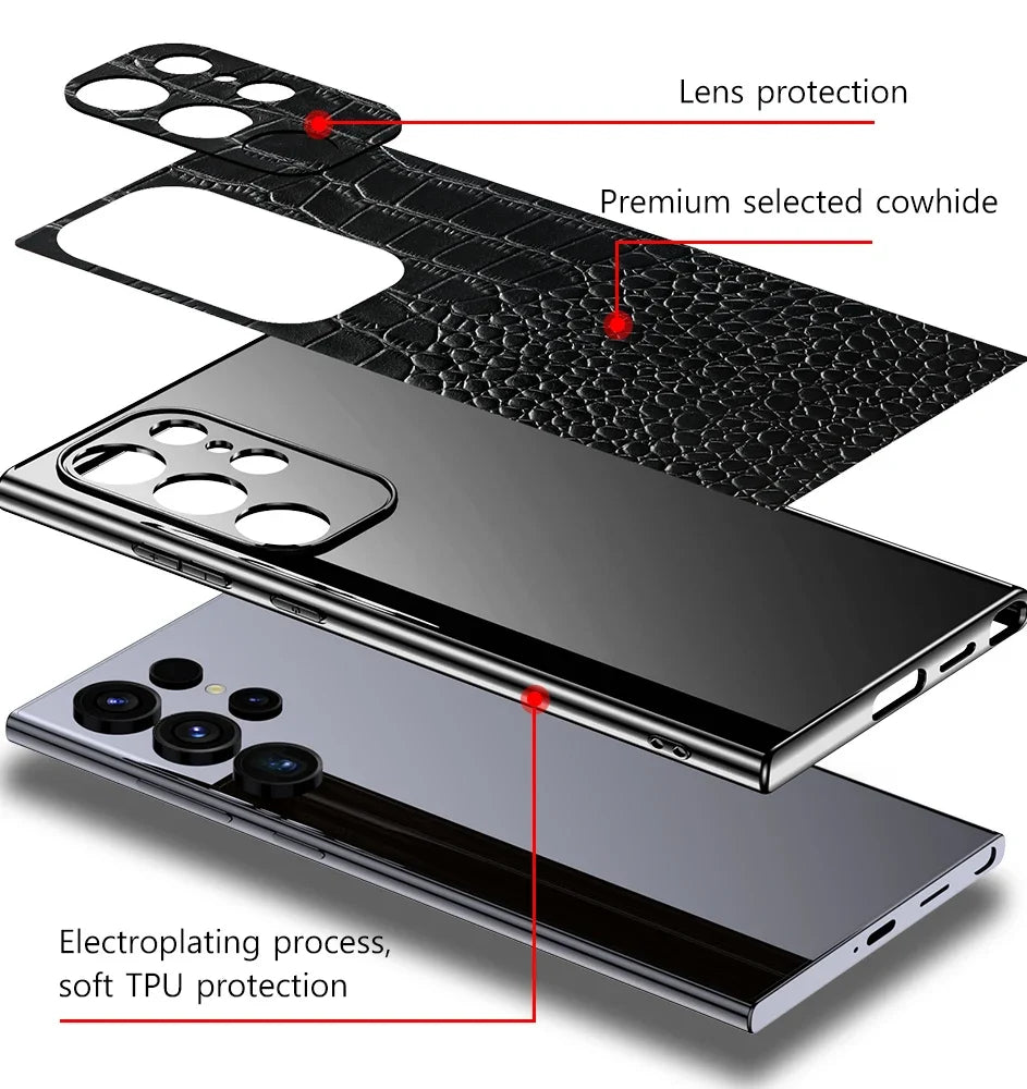 Premium skinn deksel i brunt for Galaxy S-serie, slitesterk og elegant.