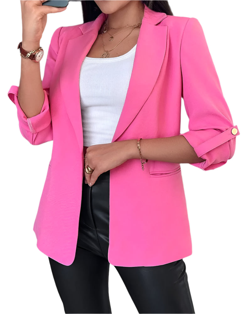 Klassisk enkelknappet slim cardigan blazer for kvinner. Elegant arbeidsantrekk og stilfull hverdagsmote.