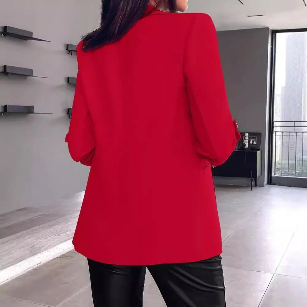 Stilig slimfit cardiganblazer for kvinner. Klassisk, enkeltknappet og allsidig for jobb og fritidsbruk.