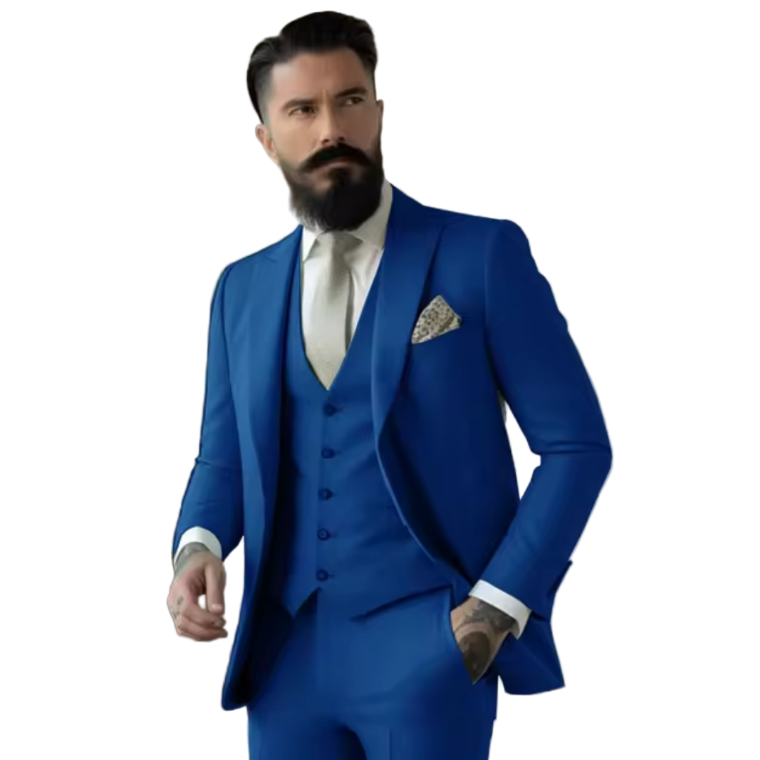 Elegant slim fit tredelt herredress i klassisk stil, perfekt for formelle anledninger.