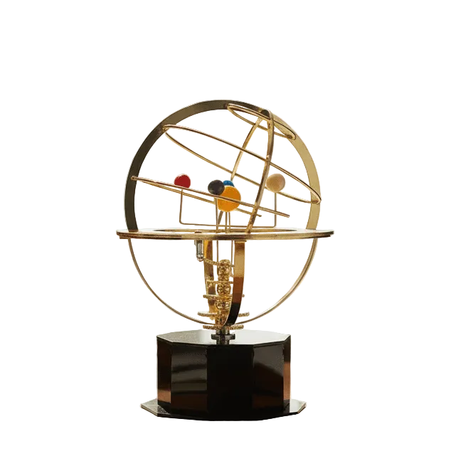 Elegant solsystemskjerm med 5 planeter for moderne interiørdekor. Unikt astronomisk pynt til hjemmet.