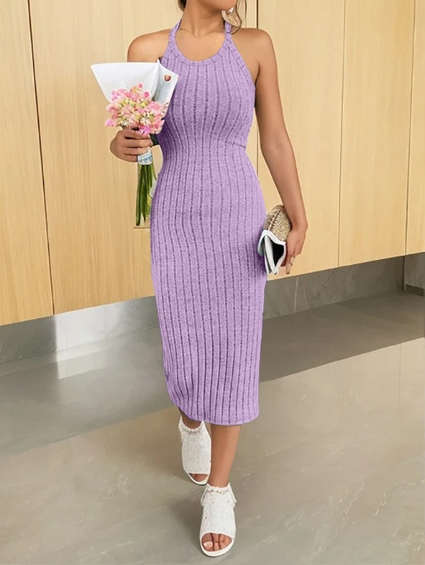 Sommerens must-have: Halterneck bodycon midikjole til kvinner, perfekt som fest- eller selskapskjole.