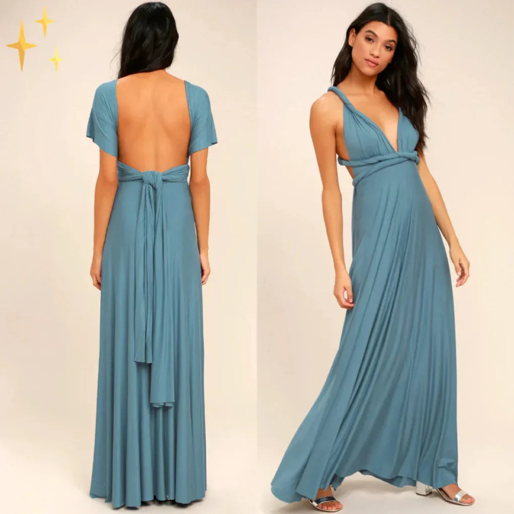 Svart elegant omslagskjole damekjole. Myk jersey, allsidig for fest, reise, sommer og kveldsantrekk.